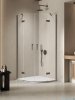 New Trendy Nesta Gunmetal Brushed kabina półokrągła 80x80x200 cm grafit szczotkowany/szkło przejrzyste K-4781